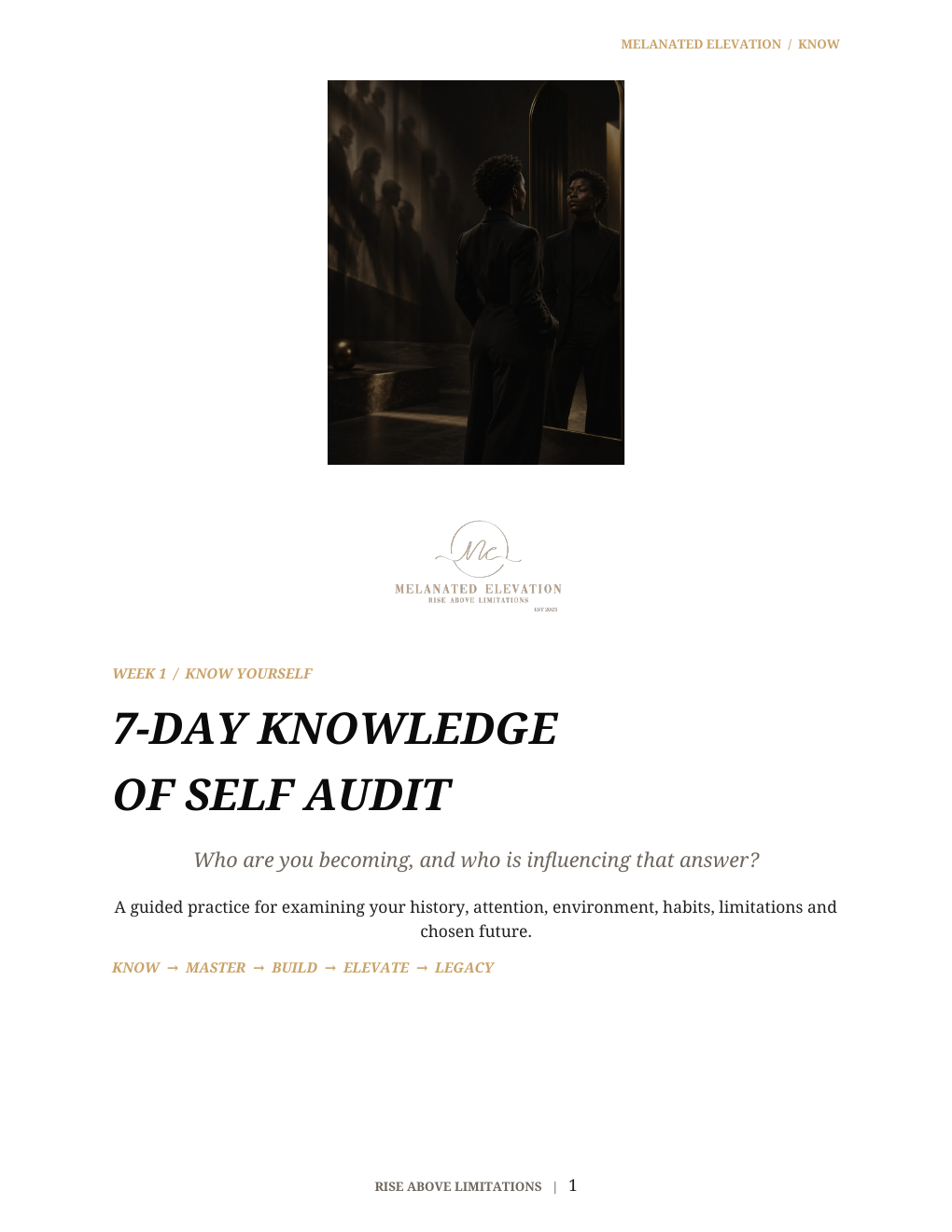Cover of the Melanated Elevation 7-Day Knowledge of Self Audit
