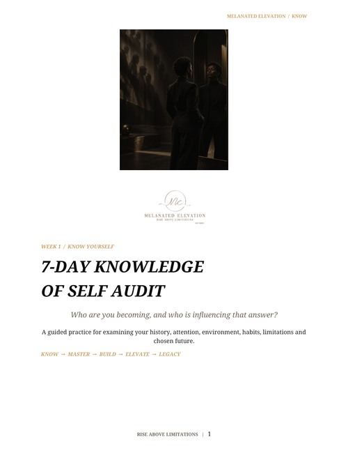 Cover of the Melanated Elevation 7-Day Knowledge of Self Audit